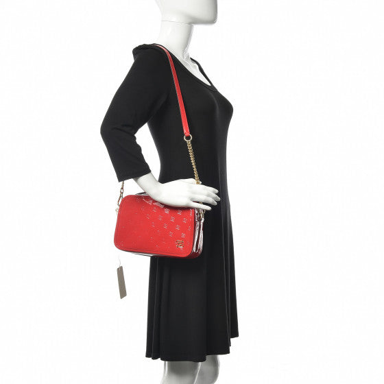 FENDI Red Patent Leather Karligraphy Crossbody Bag