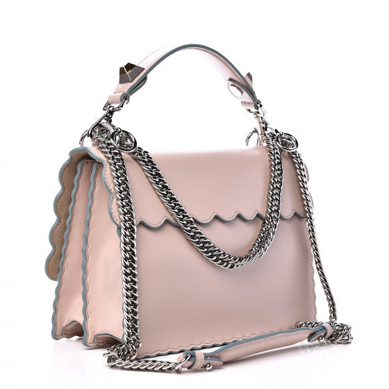 FENDI Pink Leather Studded Kan I Shoulder Bag