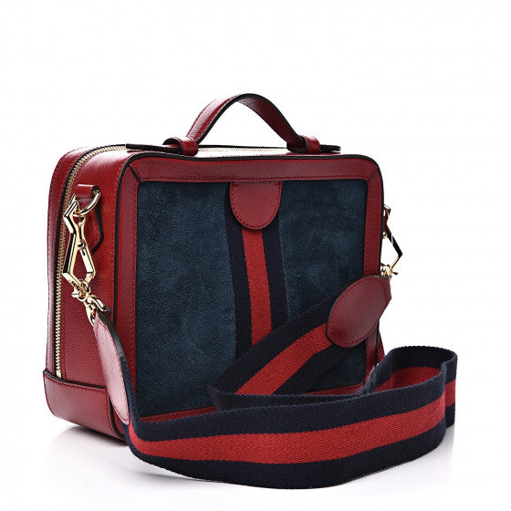GUCCI Blue Suede Ophidia Shoulder Bag