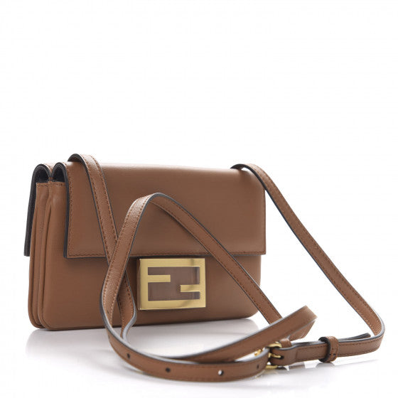 FENDI Brown Leather Baguette Shoulder Bag