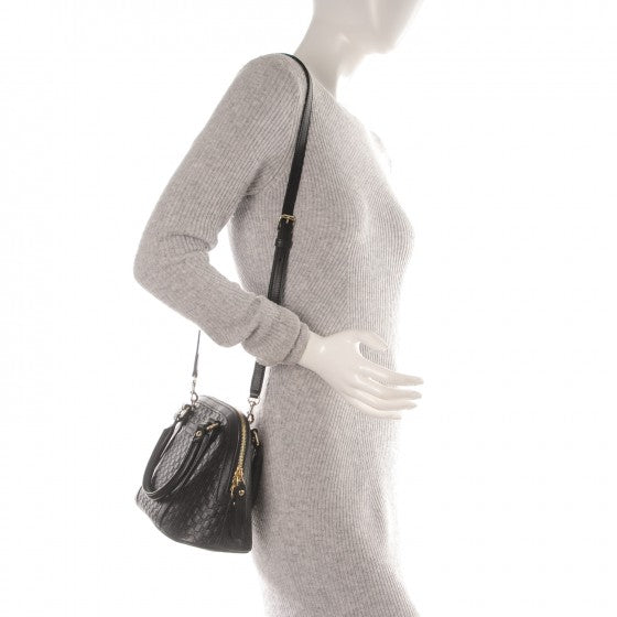 GUCCI Black Guccissima Leather Small Dome Shoulder Bag