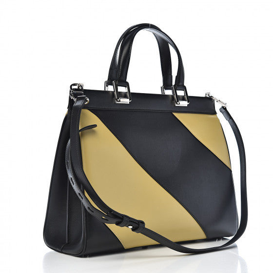 GUCCI Black & Yellow Leather Zumi Tote Bag