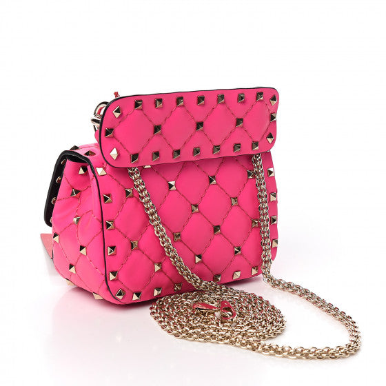 VALENTINO Pink Leather Micro Rockstuds Shoulder Bag