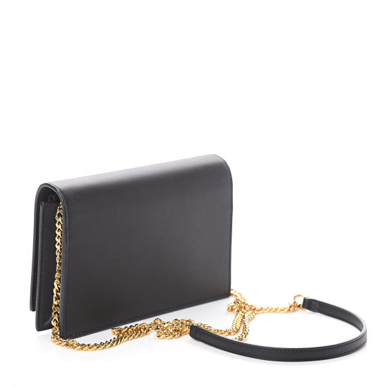 YVES SAINT LAURENT Black Leather Kate Tassel Wallet Crossbody Bag