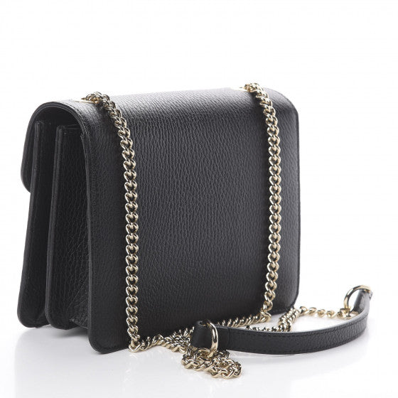 GUCCI Black Leather Interlocking G Shoulder Bag