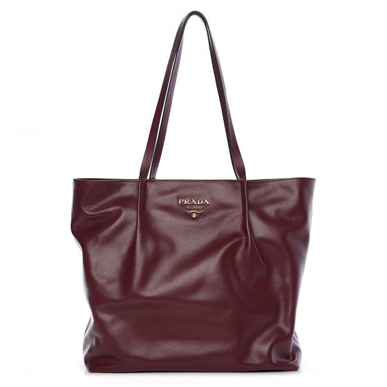 PRADA Burgundy Red Leather Tote Bag