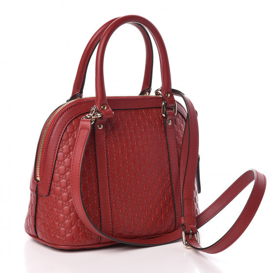 GUCCI Red Guccissima Leather Small Dome Shoulder Bag