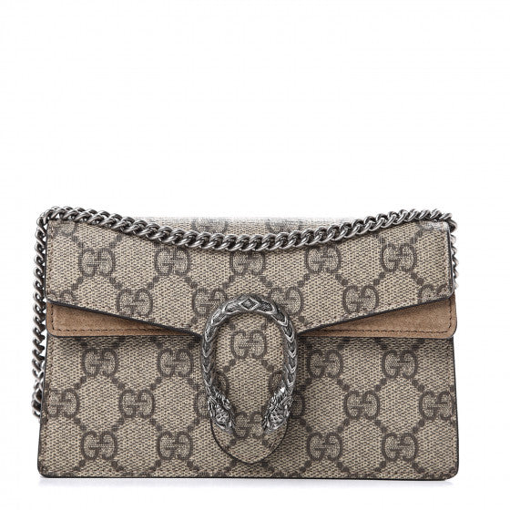 GUCCI Supreme Monogram & Taupe Super Mini Dionysus Shoulder Bag