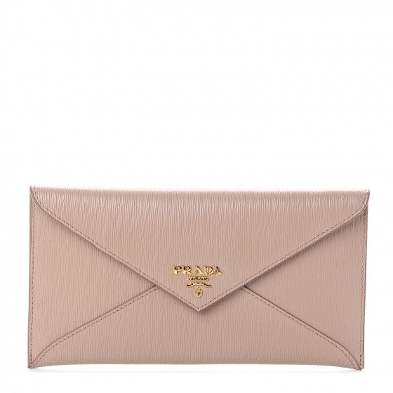 PRADA Beige Leather Envelope Wallet