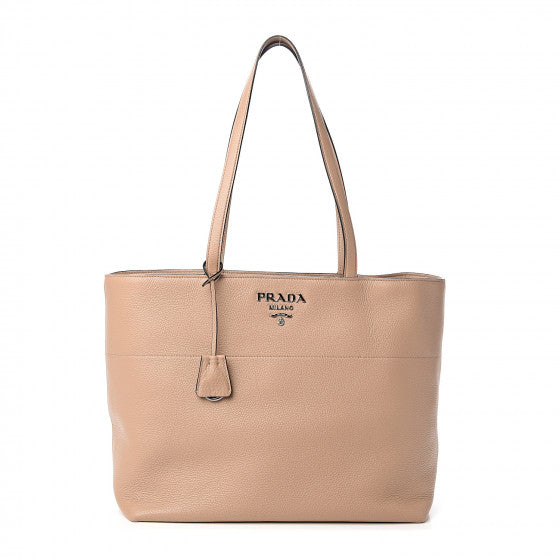 PRADA Beige Cammeo Leather Tote Bag