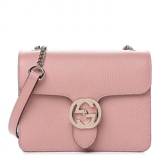 GUCCI Pink Leather Interlocking G Shoulder Bag