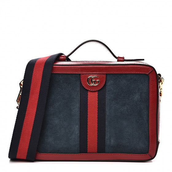 GUCCI Blue Suede Ophidia Shoulder Bag