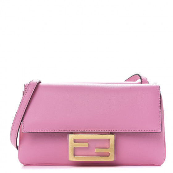 FENDI Pink Leather Baguette Shoulder Bag