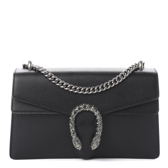GUCCI Black Leather Small Dionysus Shoulder Bag