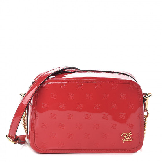 FENDI Red Patent Leather Karligraphy Crossbody Bag