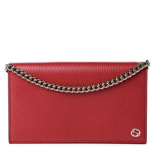 GUCCI Red Leather Betty Wallet Crossbody Bag