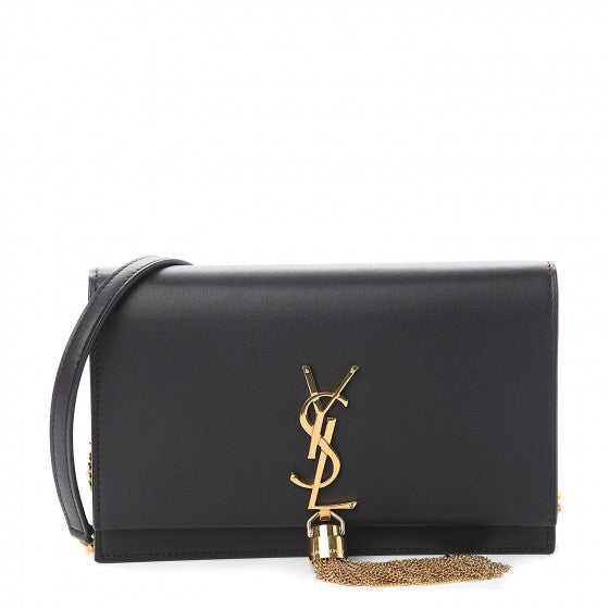 YVES SAINT LAURENT Black Leather Kate Tassel Wallet Crossbody Bag