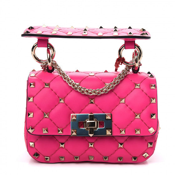 VALENTINO Pink Leather Micro Rockstuds Shoulder Bag