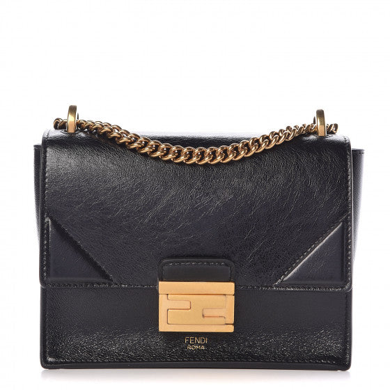 FENDI Black Leather Kan U Shoulder Bag
