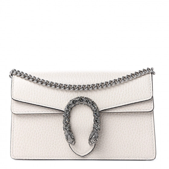 GUCCI White Leather Super Mini Dionysus Shoulder Bag