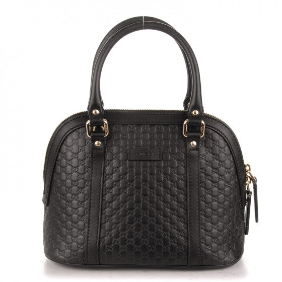 GUCCI Black Guccissima Leather Small Dome Shoulder Bag