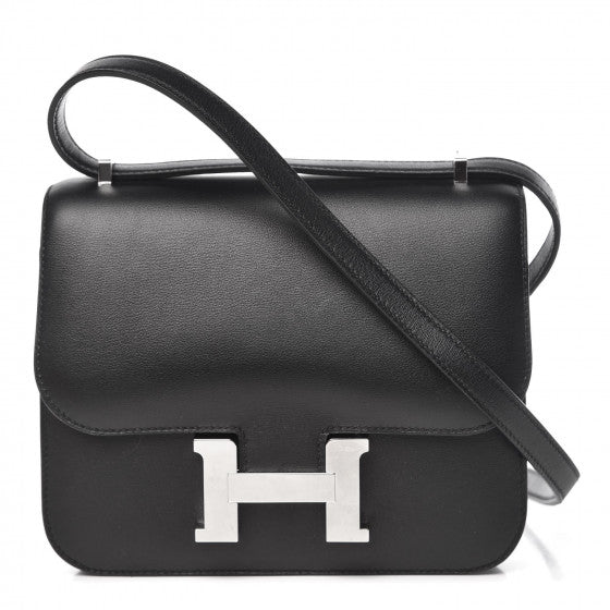 HERMES Black Swift Leather Constance 18 Shoulder Bag