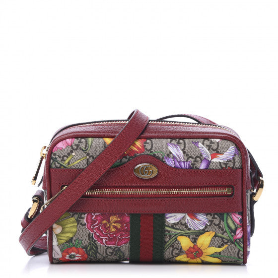 GUCCI Supreme Flora & Red Leather Ophidia Shoulder Bag
