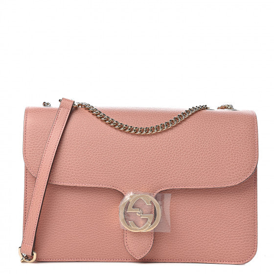 GUCCI Pink Leather Interlocking G Shoulder Bag