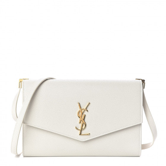 YVES SAINT LAURENT White Leather Uptown Crossbody Bag