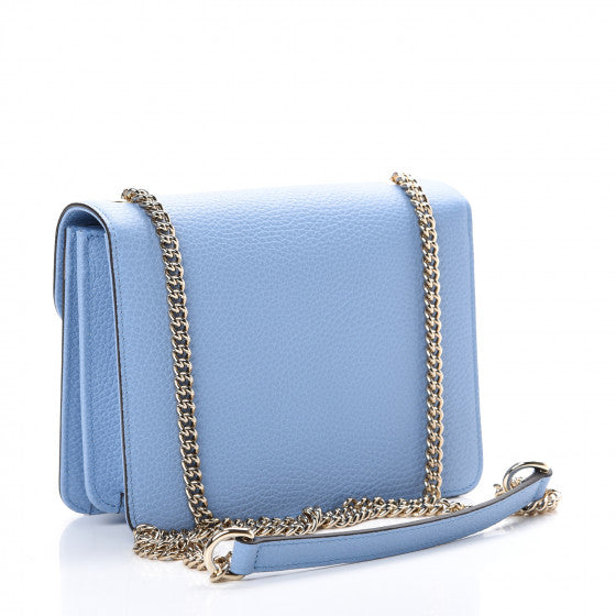 GUCCI Light Blue Leather Interlocking G Shoulder Bag