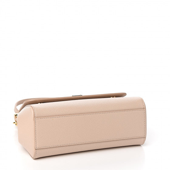 DOLCE & GABBANA Beige Leather Small Miss Sicily Satchel Handbag