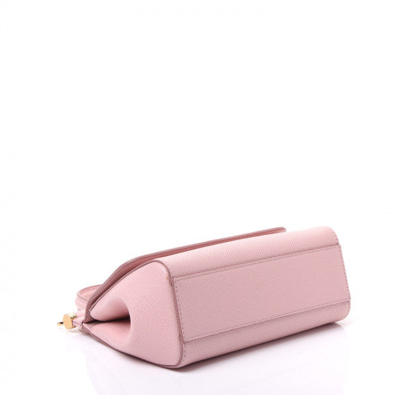 DOLCE & GABBANA Light Pink Leather Small Miss Sicily Satchel Handbag