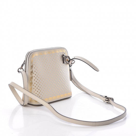 GUCCI White & Gold Stars Leather Crossbody Bag