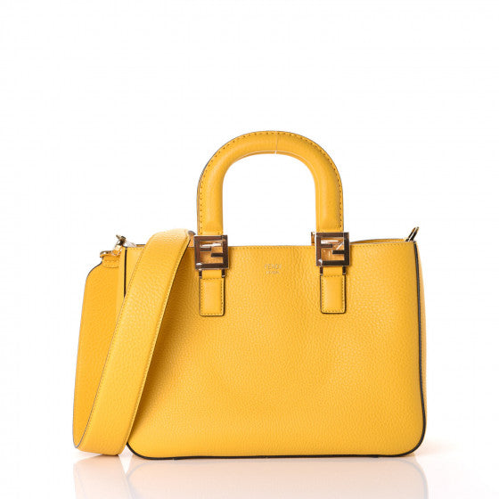 FENDI Yellow Leather FF Tote Bag
