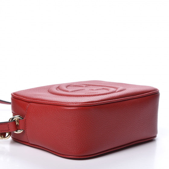 GUCCI Red Leather Soho Disco Leather Shoulder Bag