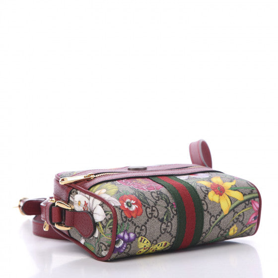 GUCCI Supreme Flora & Red Leather Ophidia Shoulder Bag