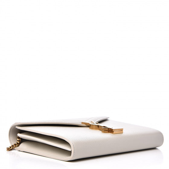 YVES SAINT LAURENT White Leather Chain Wallet Crossbody Bag