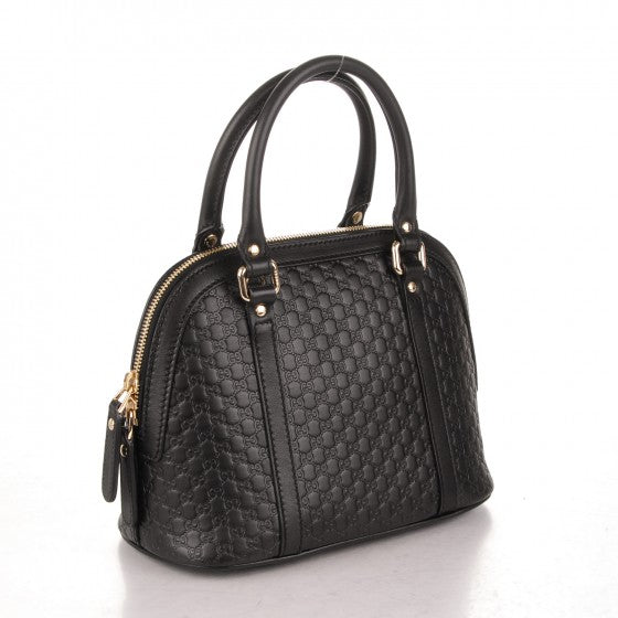 GUCCI Black Guccissima Leather Small Dome Shoulder Bag