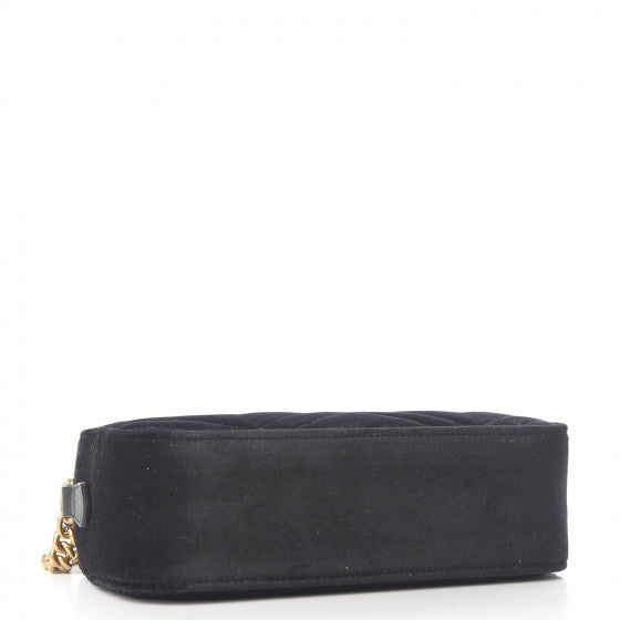 GUCCI Black Velvet & Leather Small Marmont Shoulder Bag
