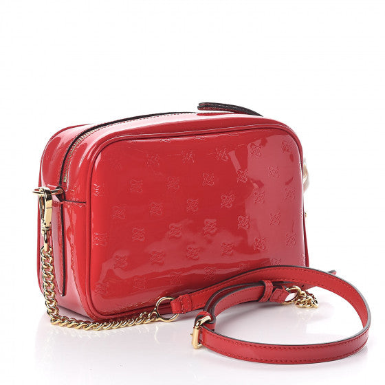 FENDI Red Patent Leather Karligraphy Crossbody Bag