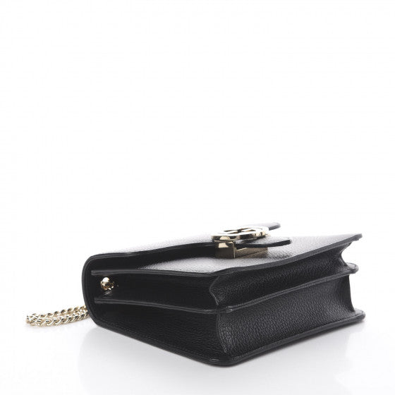 GUCCI Black Leather Interlocking G Shoulder Bag