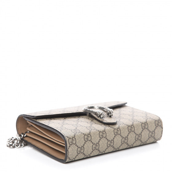GUCCI Beige Monogram Dionysus Wallet Shoulder Bag