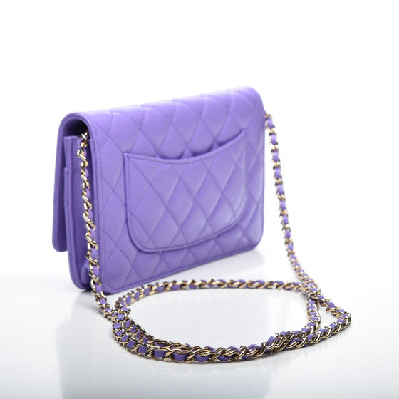 CHANEL Purple Caviar Quilted Leather Wallet On A Chain Shoulder Bag
