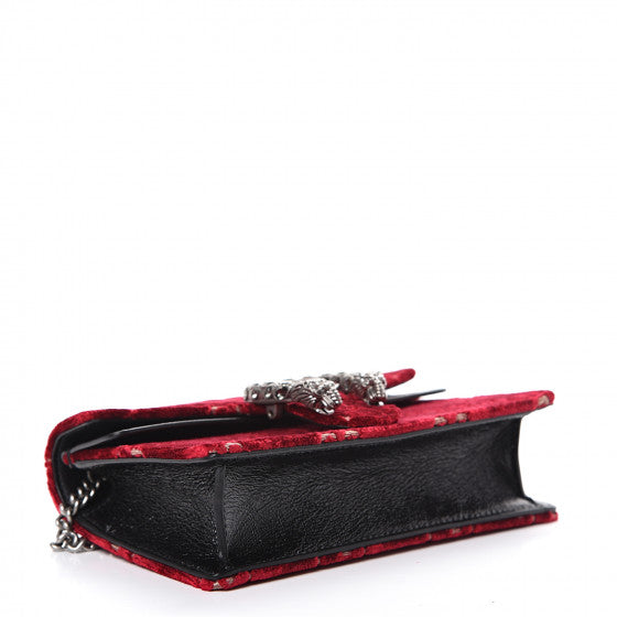 GUCCI Red Velvet Monogram Super Mini Dionysus Shoulder Bag