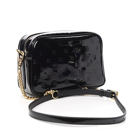 FENDI Black Patent Leather Karligraphy Crossbody Bag