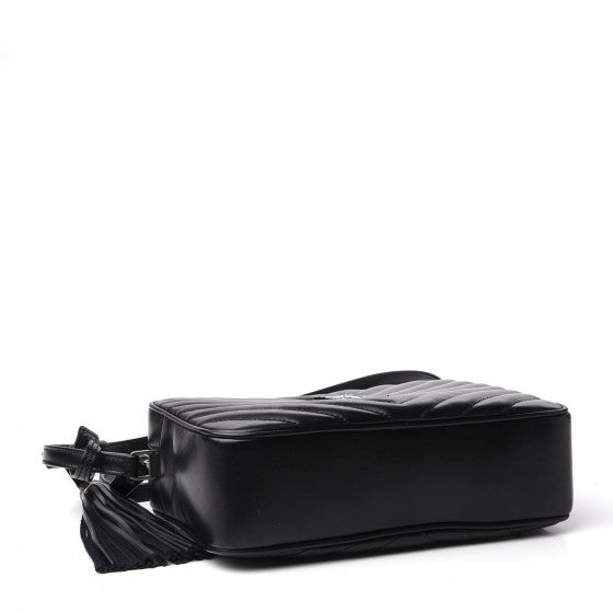 YVES SAINT LAURENT Black Chevron Leather Lou Crossbody Bag