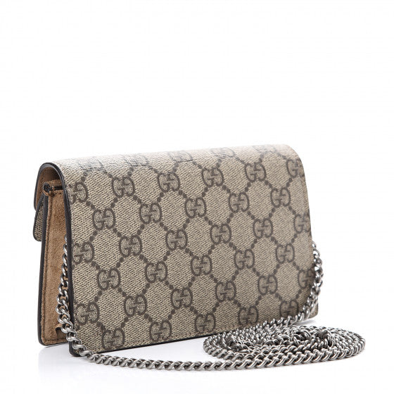 GUCCI Supreme Monogram & Taupe Super Mini Dionysus Shoulder Bag