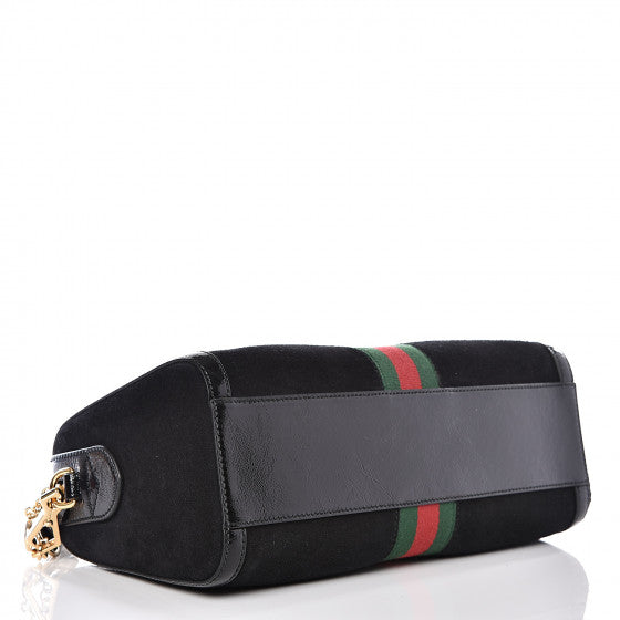 GUCCI Black Suede & Leather Ophidia Top Handle Handbag