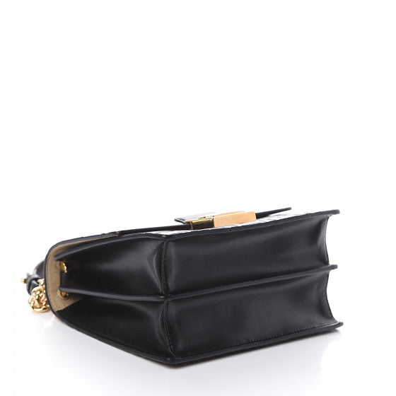 FENDI Black & Brown Embossed Zucca Small Kan U Shoulder Bag