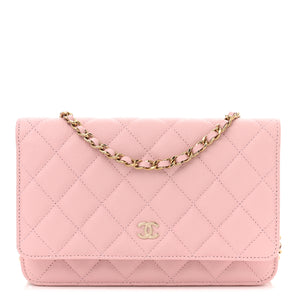 CHANEL Pink Leather Crossbody Wallet Bag